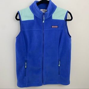 Vineyard Vines women’s blue zip up fleece vest Medium